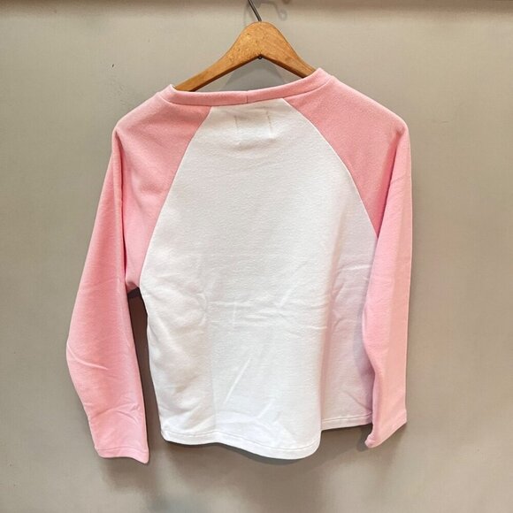 NEW Dudley Stephens‎ Cove Crewneck Terry Top Pink & White Polyester Size S - Picture 5 of 6